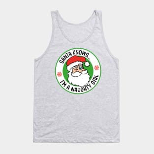 SANTA KNOWS... I'M A NAUGHTY GIRL | Father Christmas Design in RED Tank Top